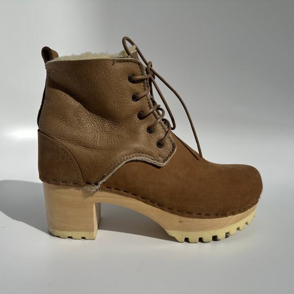 No. 6 Store Lander Lace Up Shearling Clog Boot on Mid Tread Size 38 Honey EUC - Picture 4 of 16